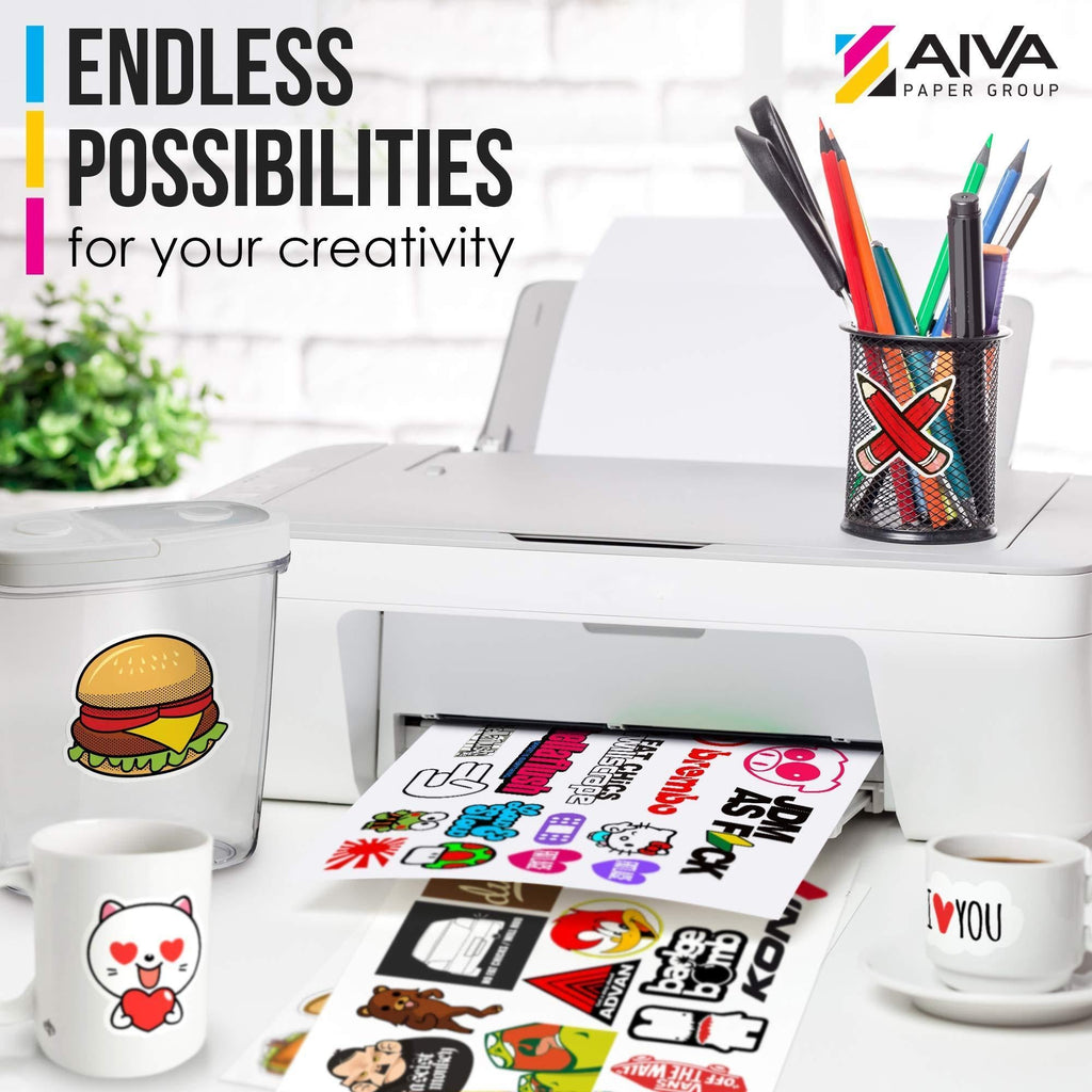 Printable Vinyl Sticker Paper for Inkjet Printer Glossy White 15 pcs Letter Size